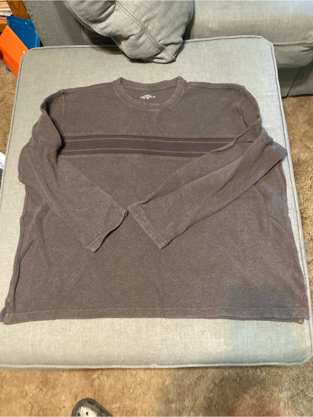 Covington Men's Dark Brown Crewneck Sweater with Chest Stripe